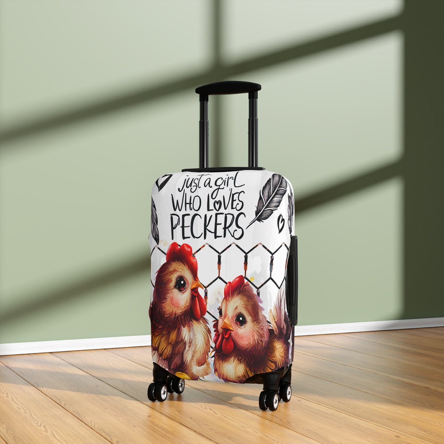 Luggage Cover, Chickens, Just a girl who loves Peckers awd-1474