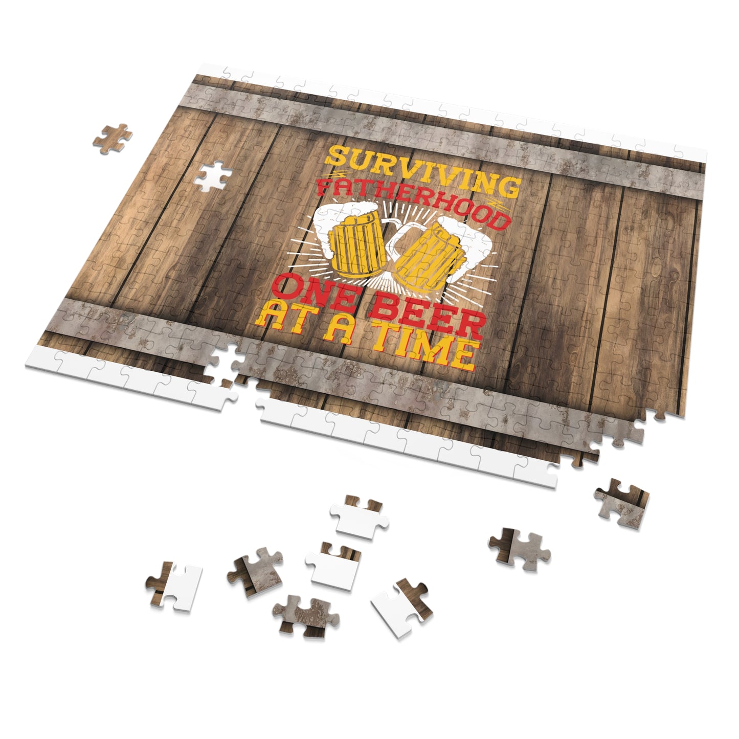 Puzzle, Dad, Surviving Fatherhood one Beer at a time, Personalised/Non-Personalised (30, 110, 252, 500,1000-Piece) awd-564