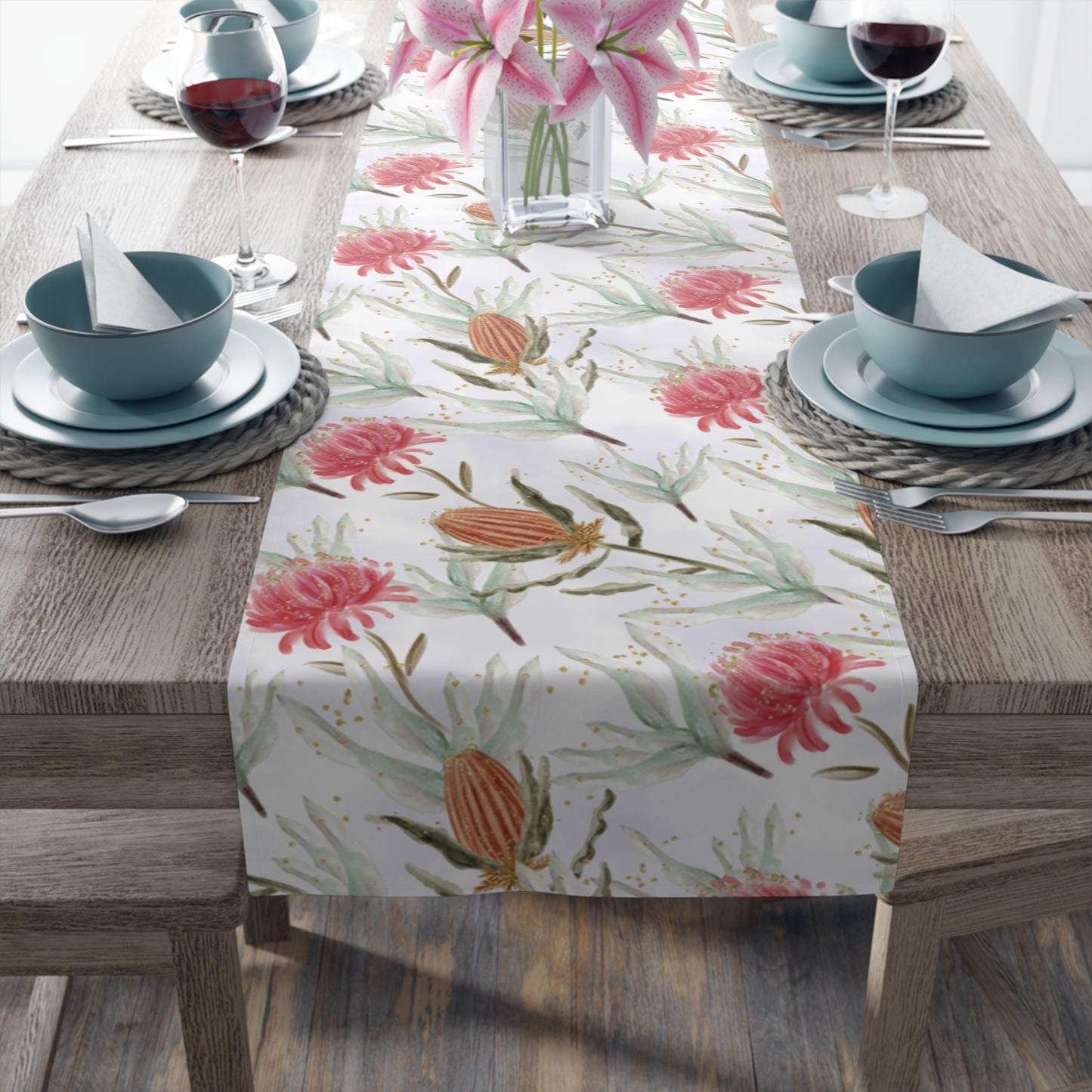 Australian Eucalyptus Table Runner, Cotton Twill and Poly Available