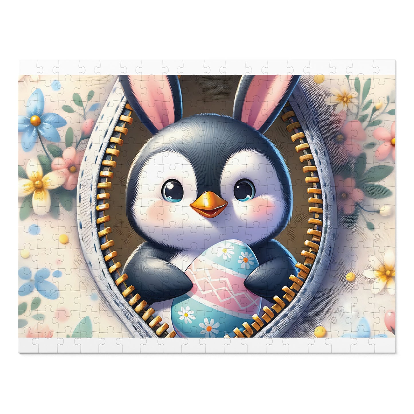 Jigsaw Puzzle, Easter, Penguin with Bunny Ears, Personalised/Non-Personalised (30, 110, 252, 500,1000-Piece)