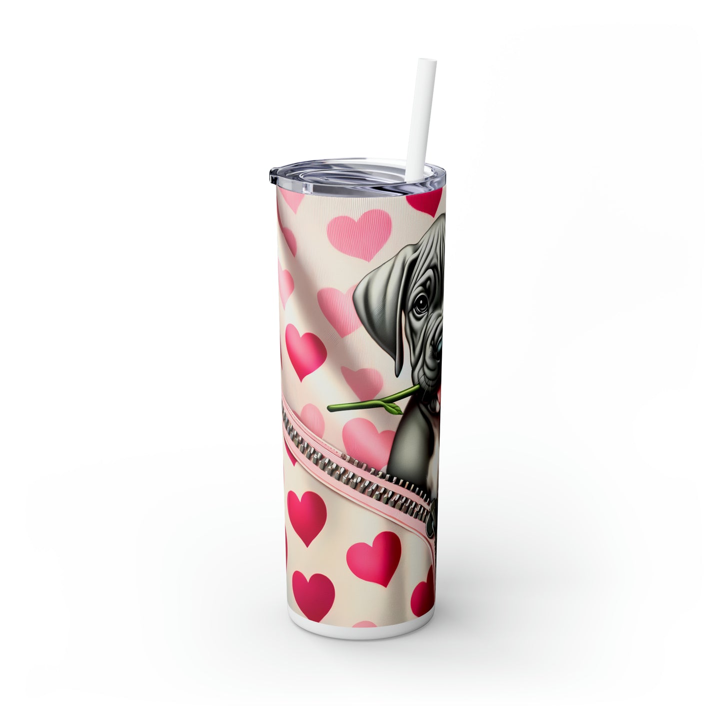 Skinny Tumbler with Straw, 20oz, Dog, Valentines Day, awd-908