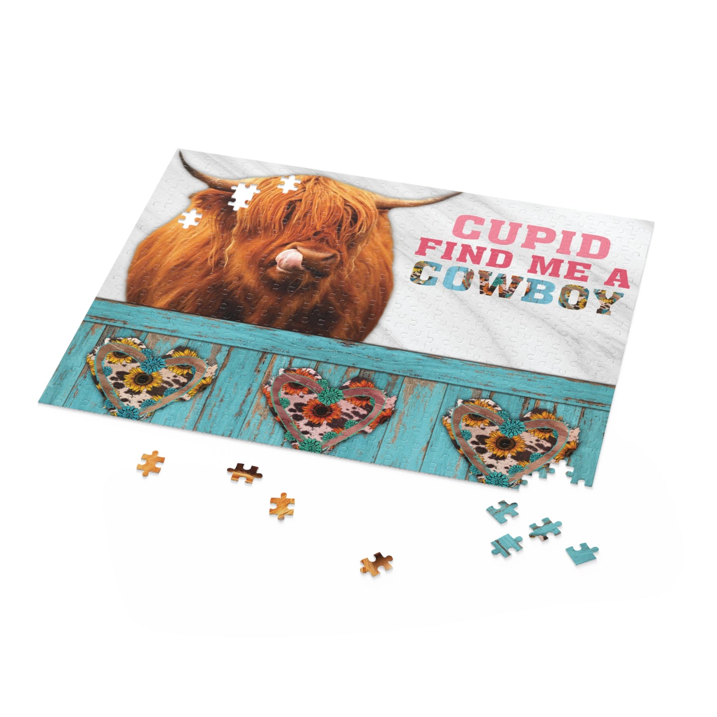 Personalised/Non-Personalised Puzzle, Highland Cow (120, 252, 500-Piece)