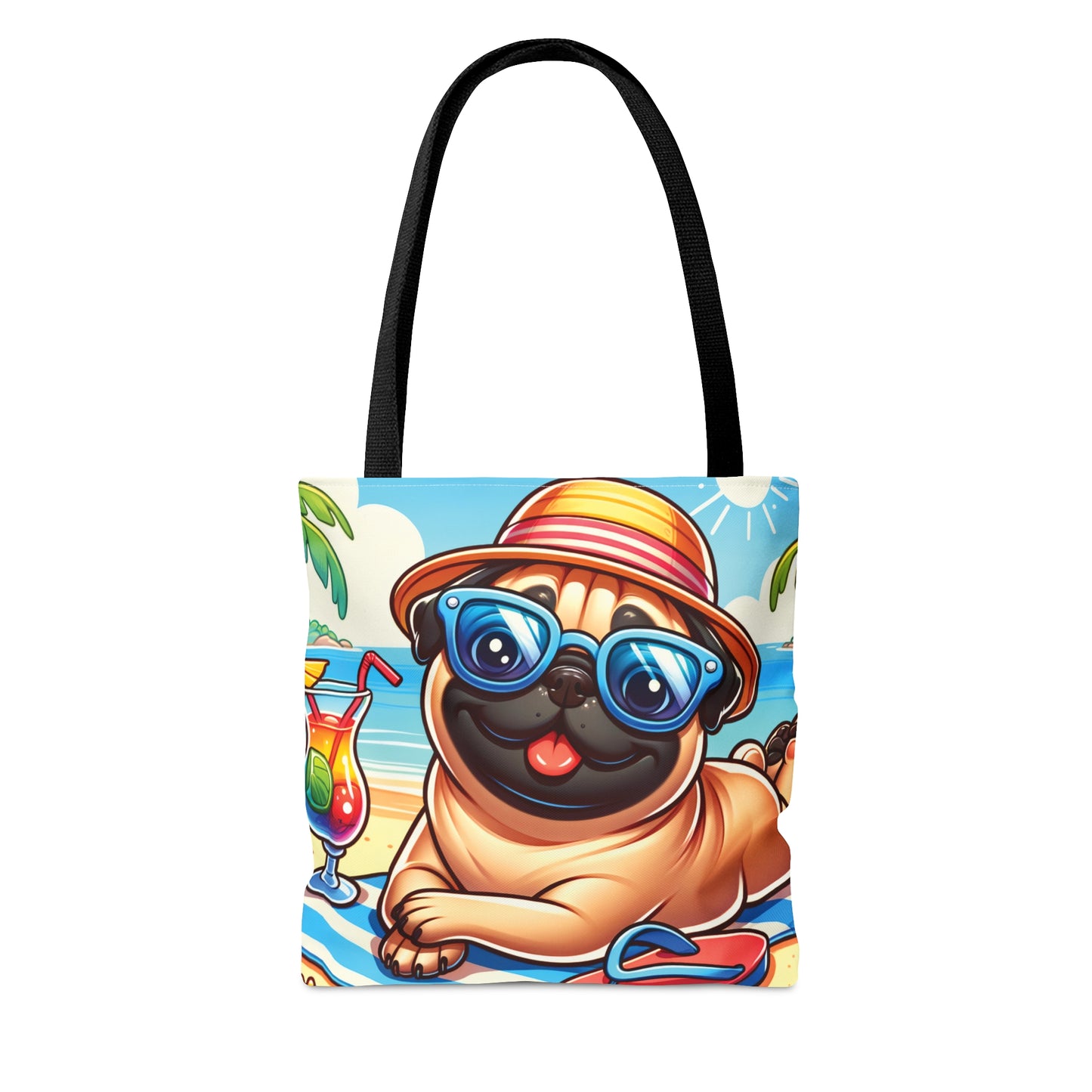 Tote Bag, Dog on Beach,Pug, Tote bag,  awd-1238