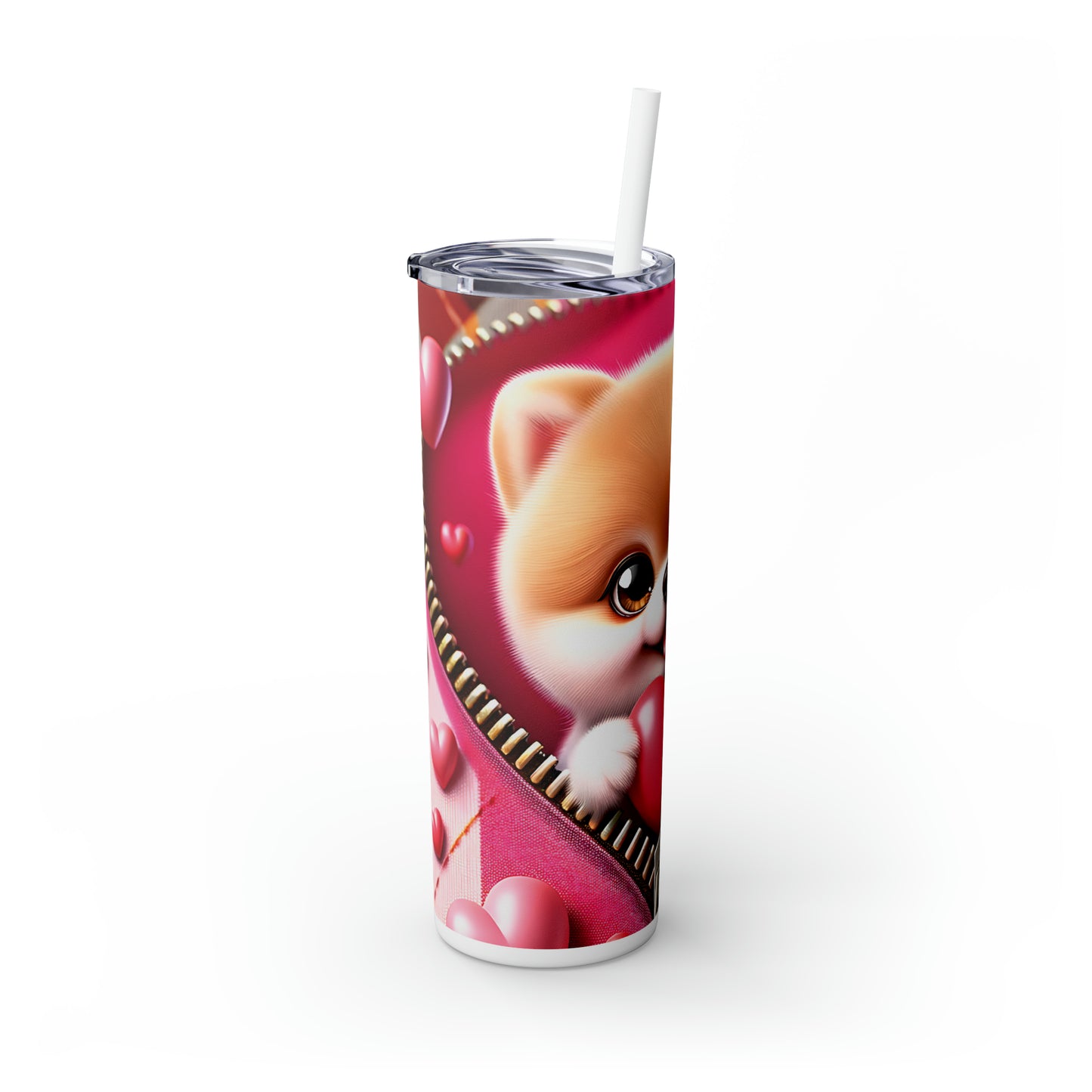 Skinny Tumbler with Straw, 20oz, Dog, Valentines Day, awd-1133