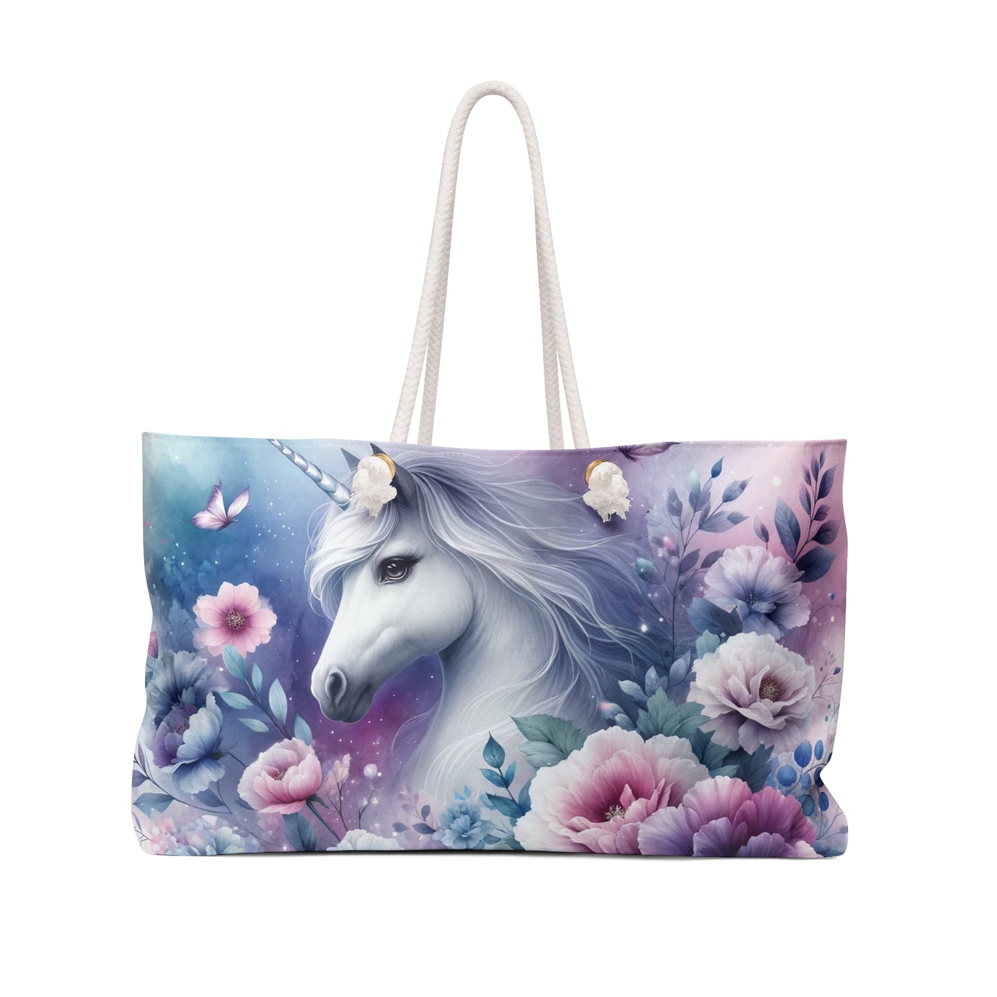 Personalised/Non-Personalised Weekender Bag, Unicorn, Large Weekender Bag, Beach Bag, Book Bag