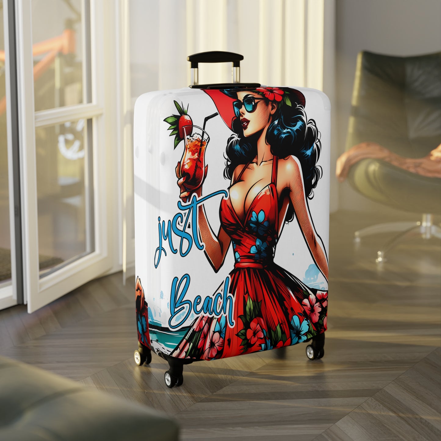 Luggage Cover, Retro Girl, Just Beach, awd-3007