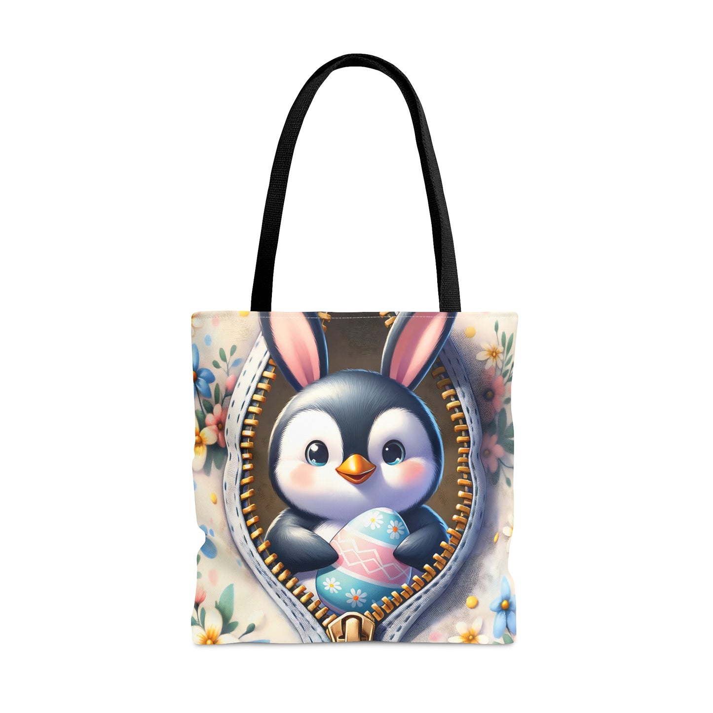 Tote Bag, Easter, Cute Penguin with Bunny Ears, Personalised/Non-Personalised Tote bag