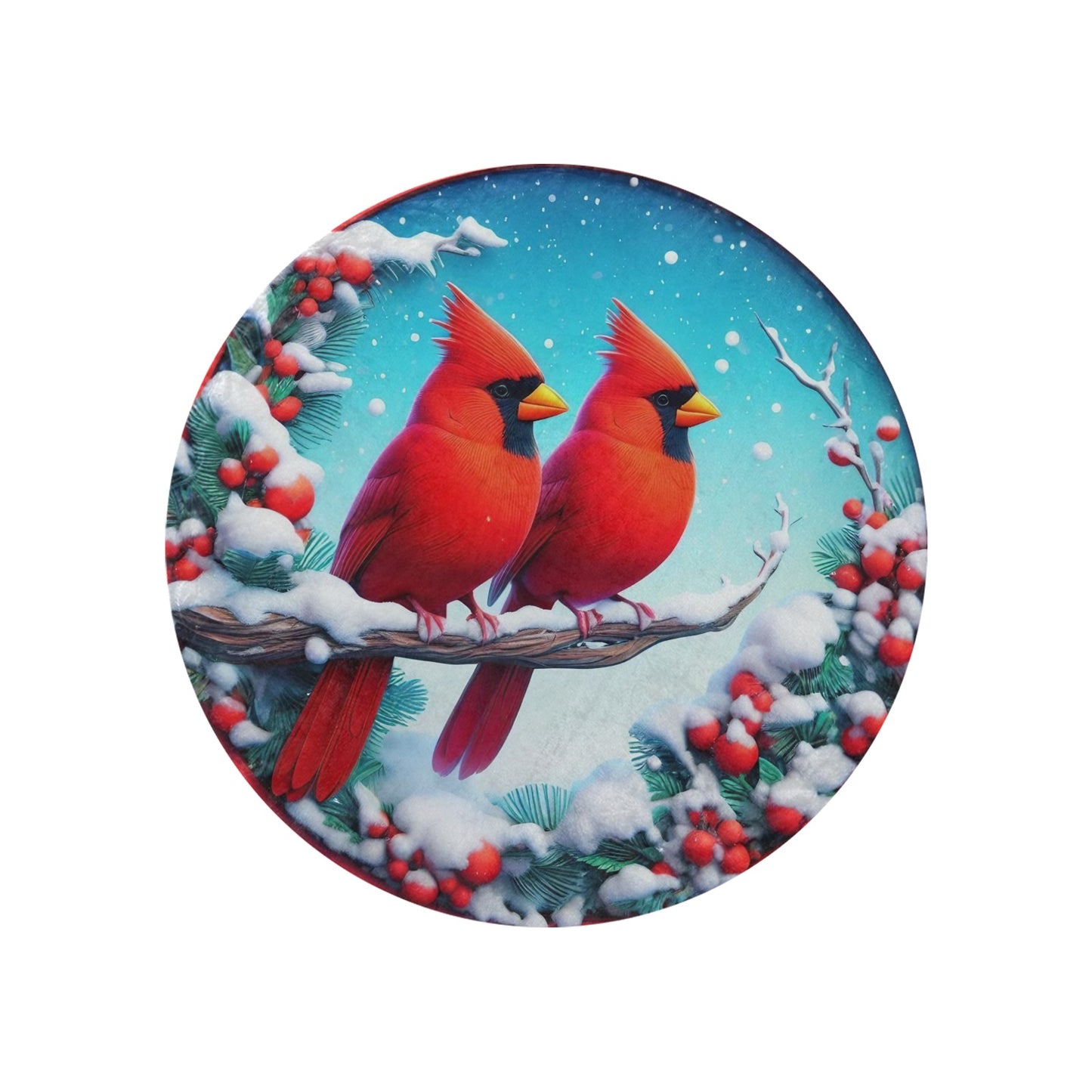 Christmas Cardinals Circular Micro Fleece Blanket