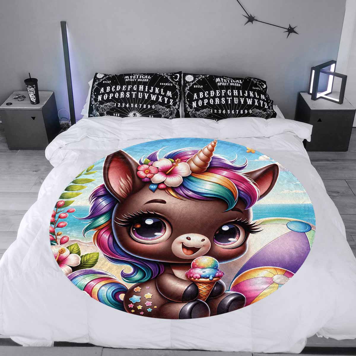 Unicorn_Awd35126  Circular Micro Fleece Blanket 47"