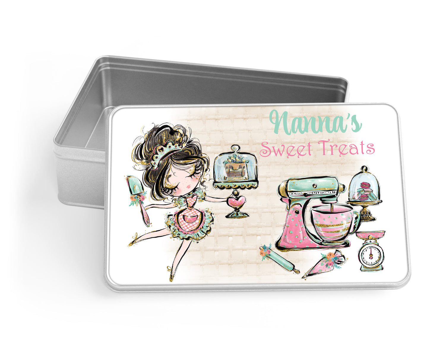 Personalised Aluminium Tin - Baking Sweet Treats, Choose your design add your text
