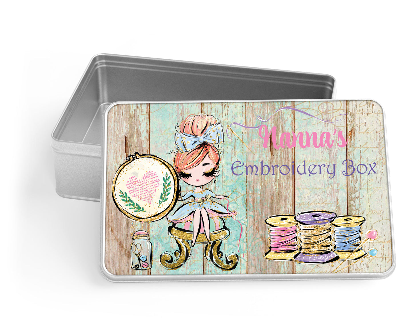 Personalised Storage Tin, Sweet Treats, Sewing, Embroidery Designs