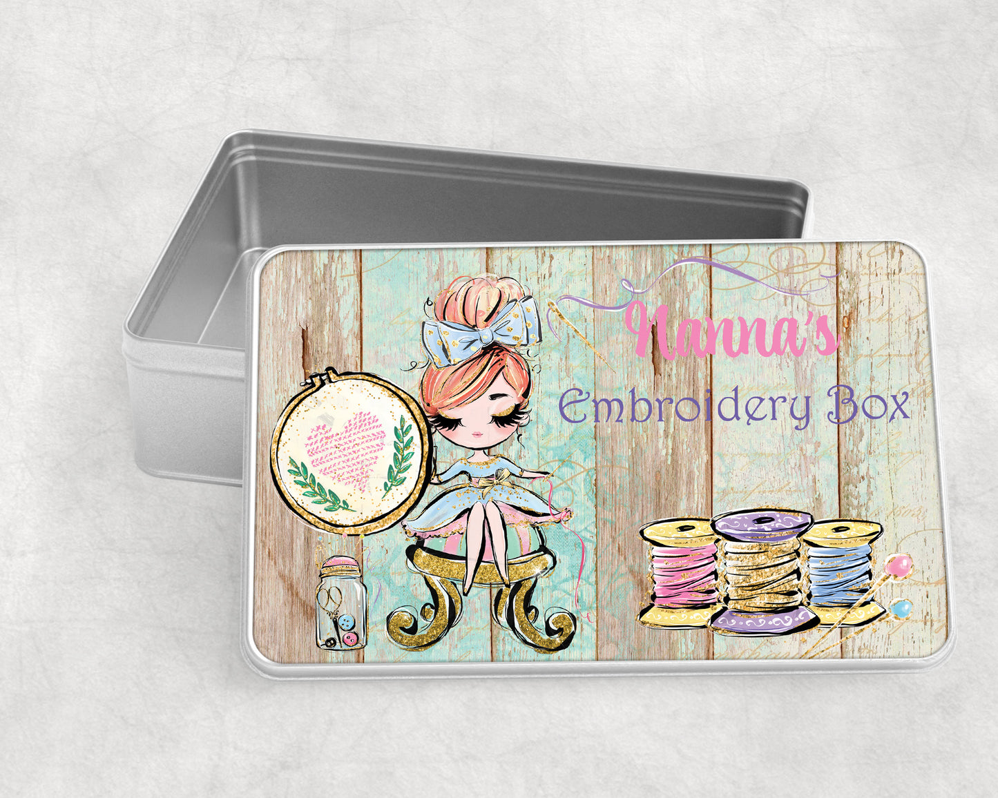 Personalised Storage Tin, Sweet Treats, Sewing, Embroidery Designs