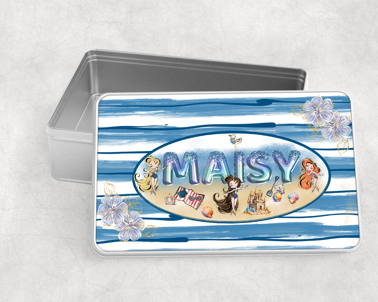 Personalised Storage Tin, Beach Party