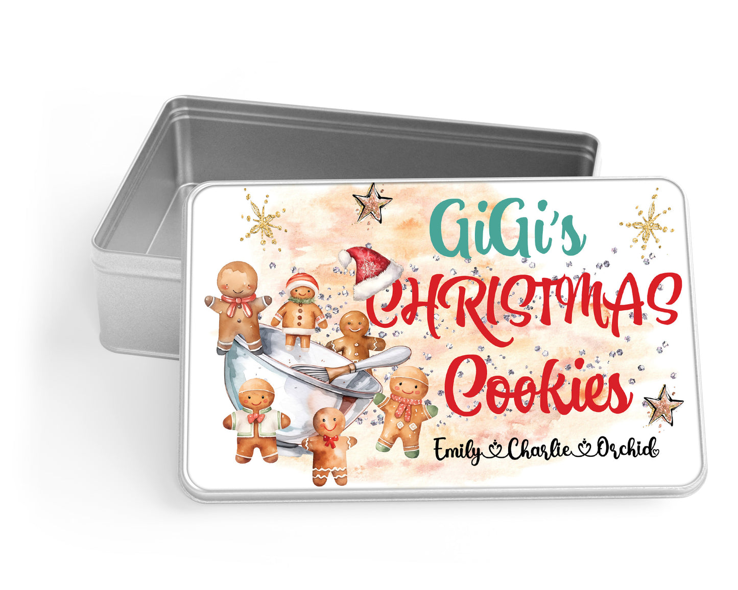 Personalised Storage Tin, Gingerbread Christmas