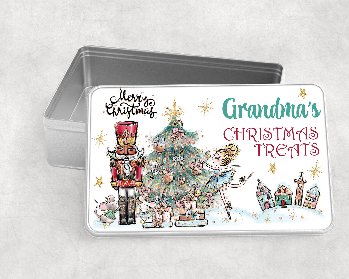 Personalised Storage Tin, Nutcracker Christmas