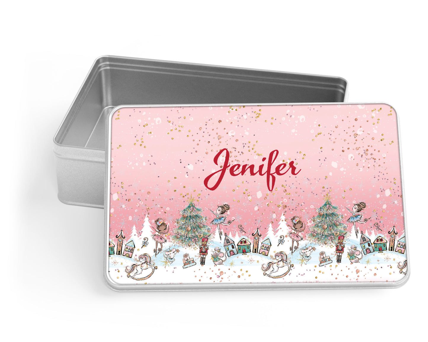 Personalised Storage Tin, Sugar Plum Christmas