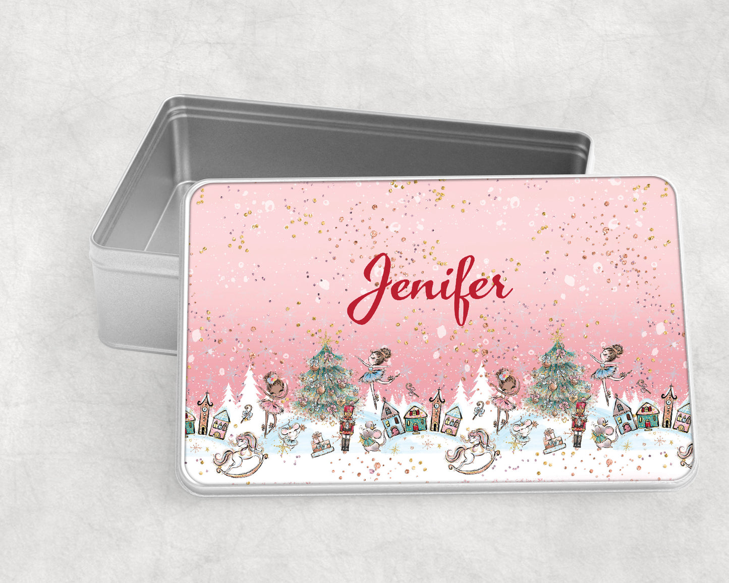 Personalised Storage Tin, Sugar Plum Christmas