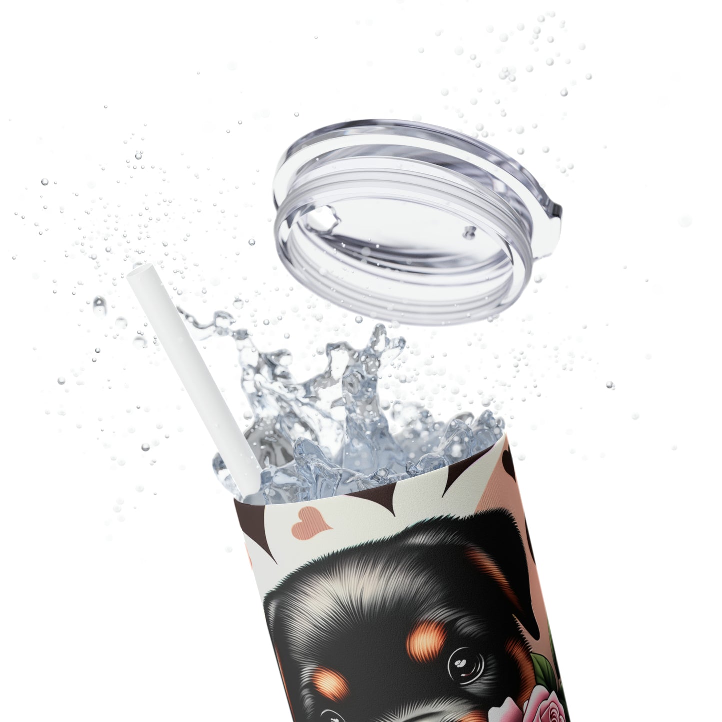 Skinny Tumbler with Straw, 20oz, Dog, Valentines Day, awd-874