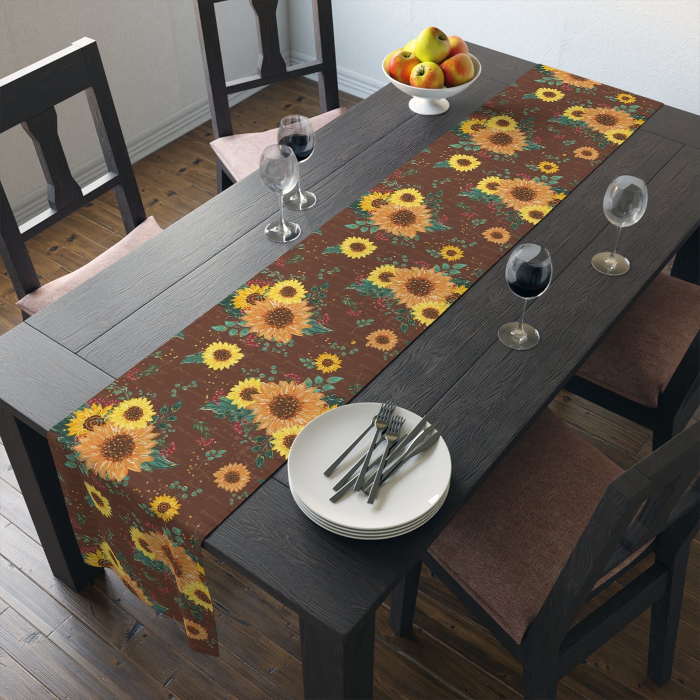 Sunflower Floral Table Runner, Cotton Twill and Poly Available, 2 sizes Available