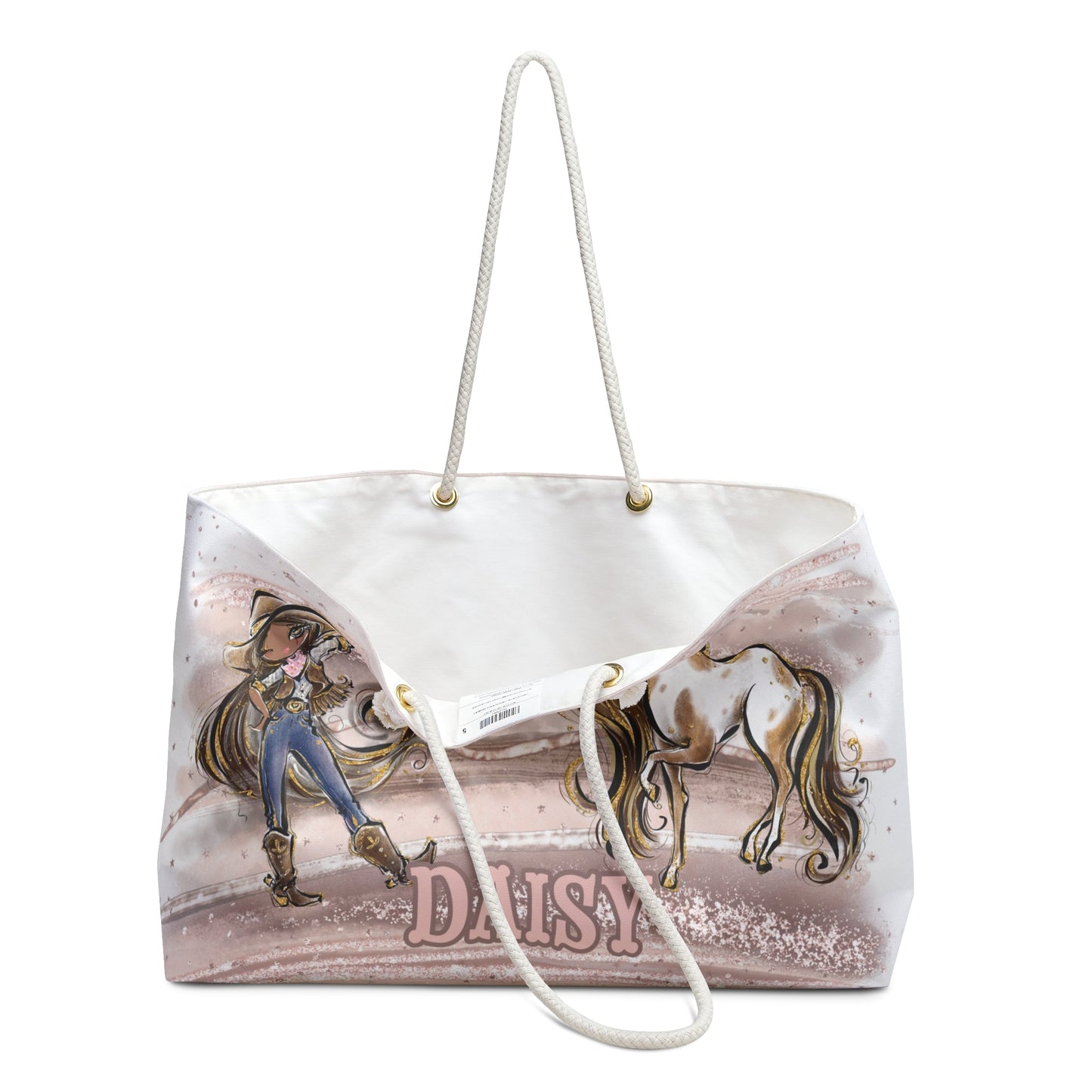 Personalised Weekender Bag, Cowgirl and Horse, Large Weekender Bag, Beach Bag, Book Bag