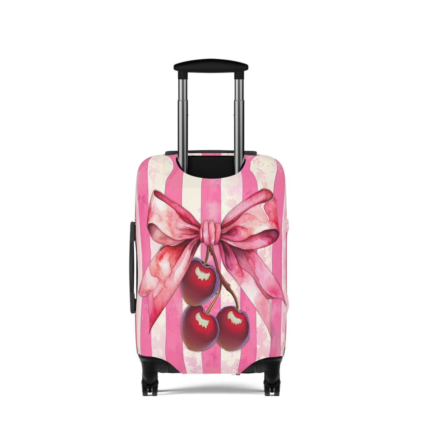 Luggage Cover, Rockabilly, Coquette, Candy Stripe, Cherries and Ribbon, awd-2516