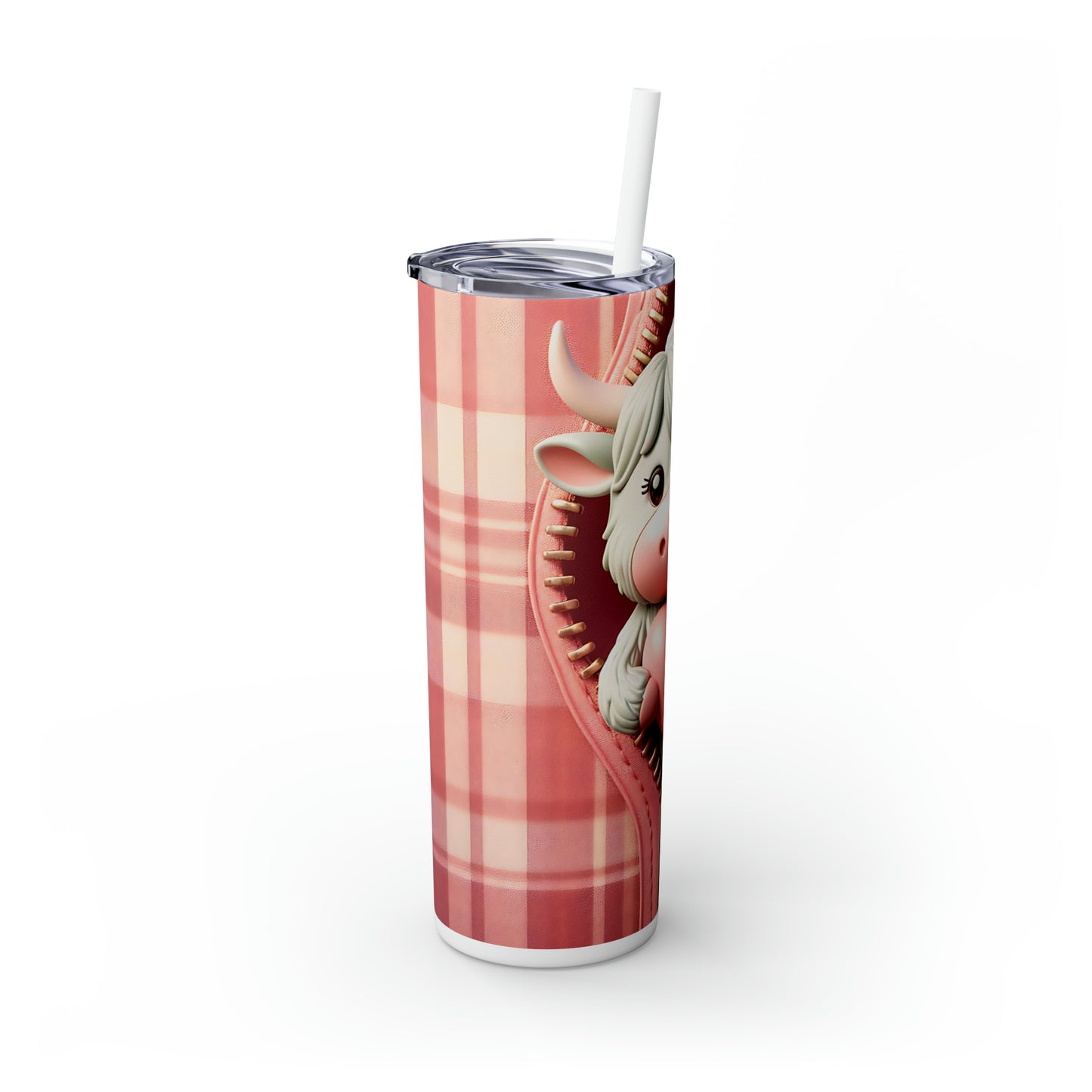 Skinny Tumbler with Straw, 20oz, Highland Cow, Valentines Day, awd-955