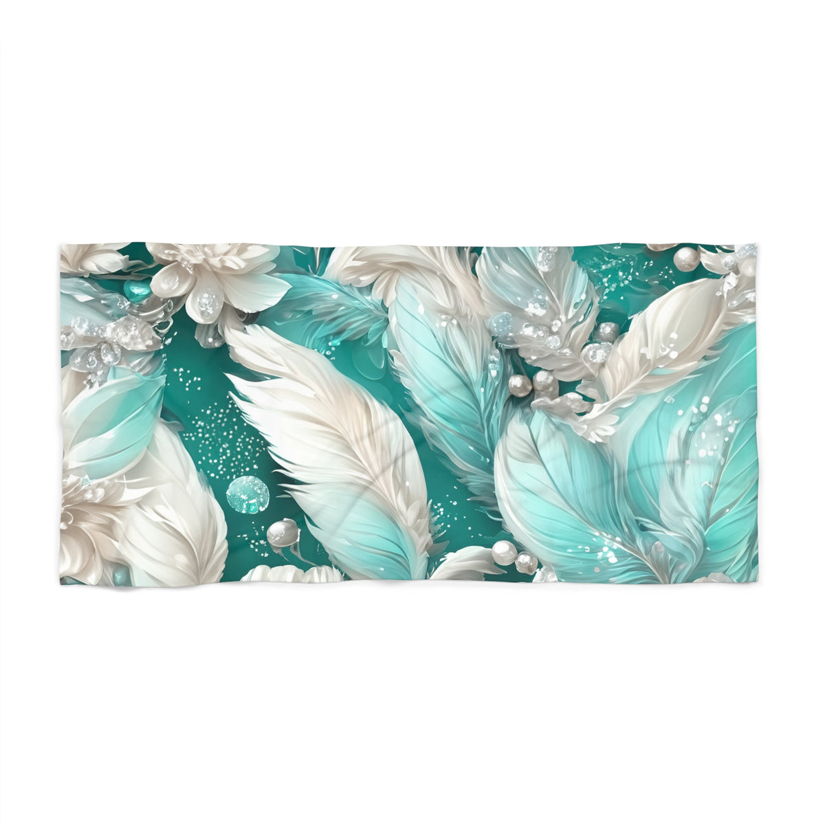 Beach Towel,  Turquoise Floral, Polycotton Towel, 2 sizes Available