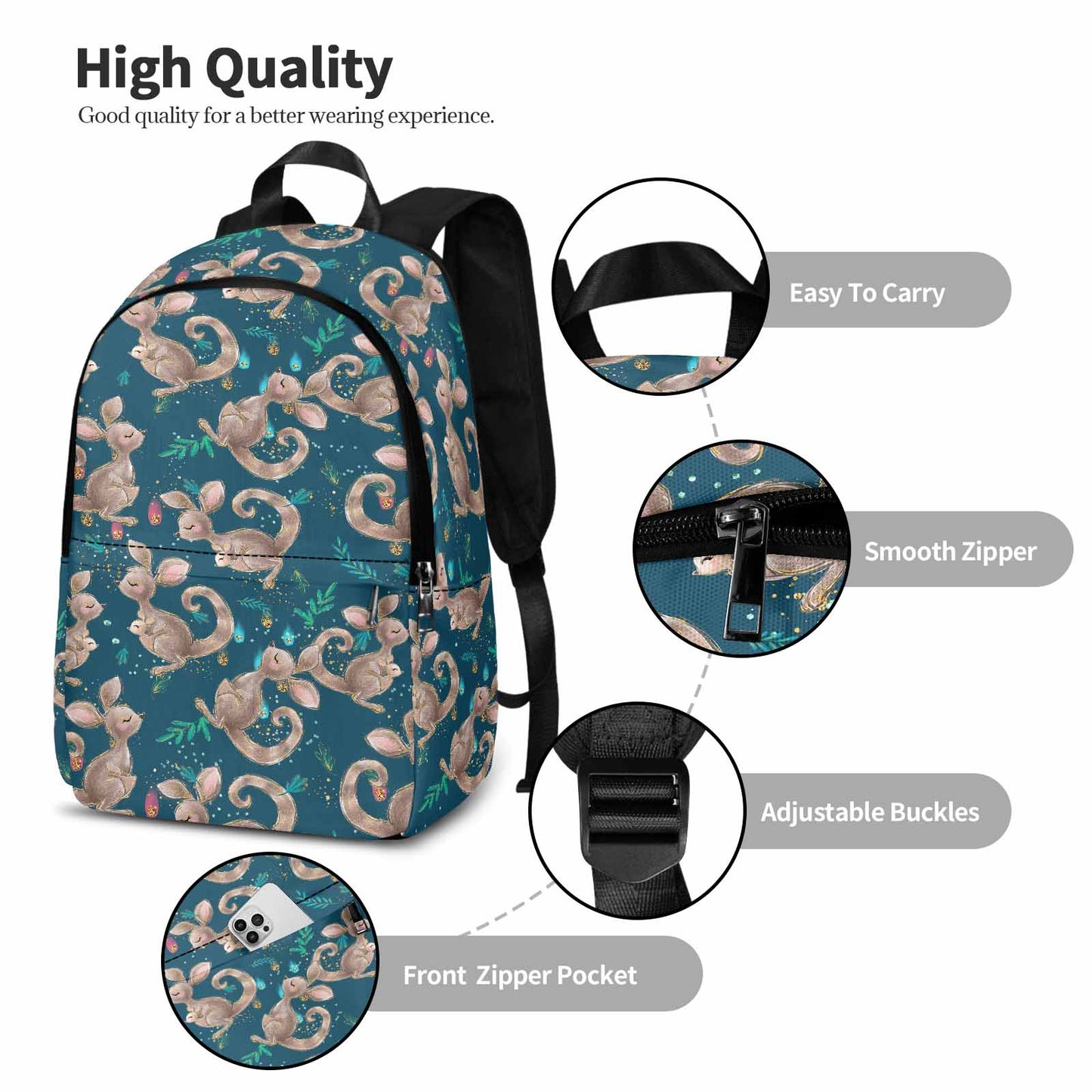 Australian Kangaroos Blue Adult Casual Backpack