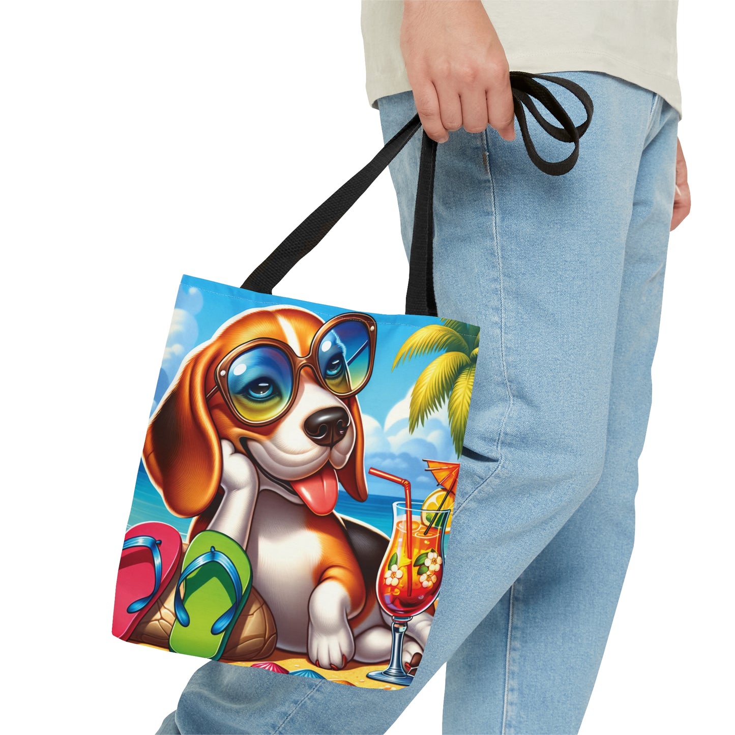 Tote Bag, Dog on Beach, Beagle, Tote bag, awd-1107