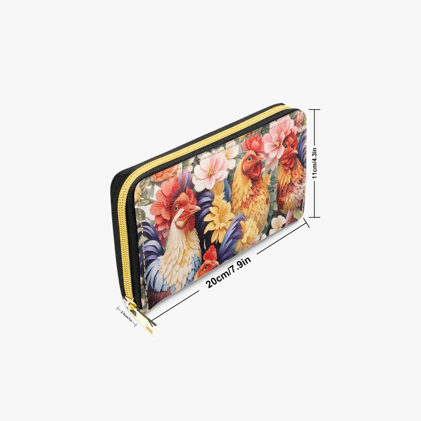 Long Type Zipper Purse - Chickens/Roosters