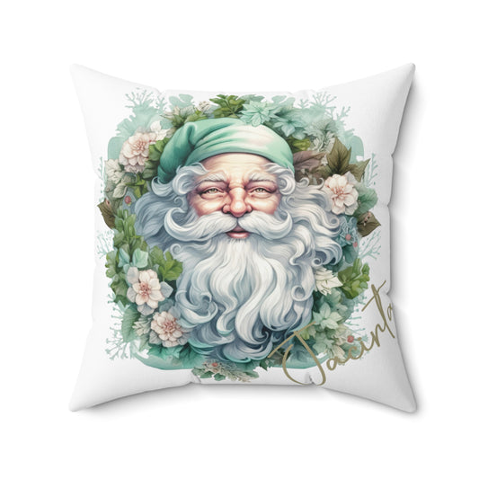 Personalised Christmas Cushion, Santa Wreath, Polyester Square Cushion, Christmas cushion