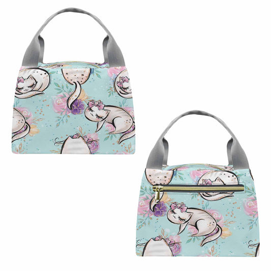 Blue Cats  Portable Lunch Bag-Grey Handle