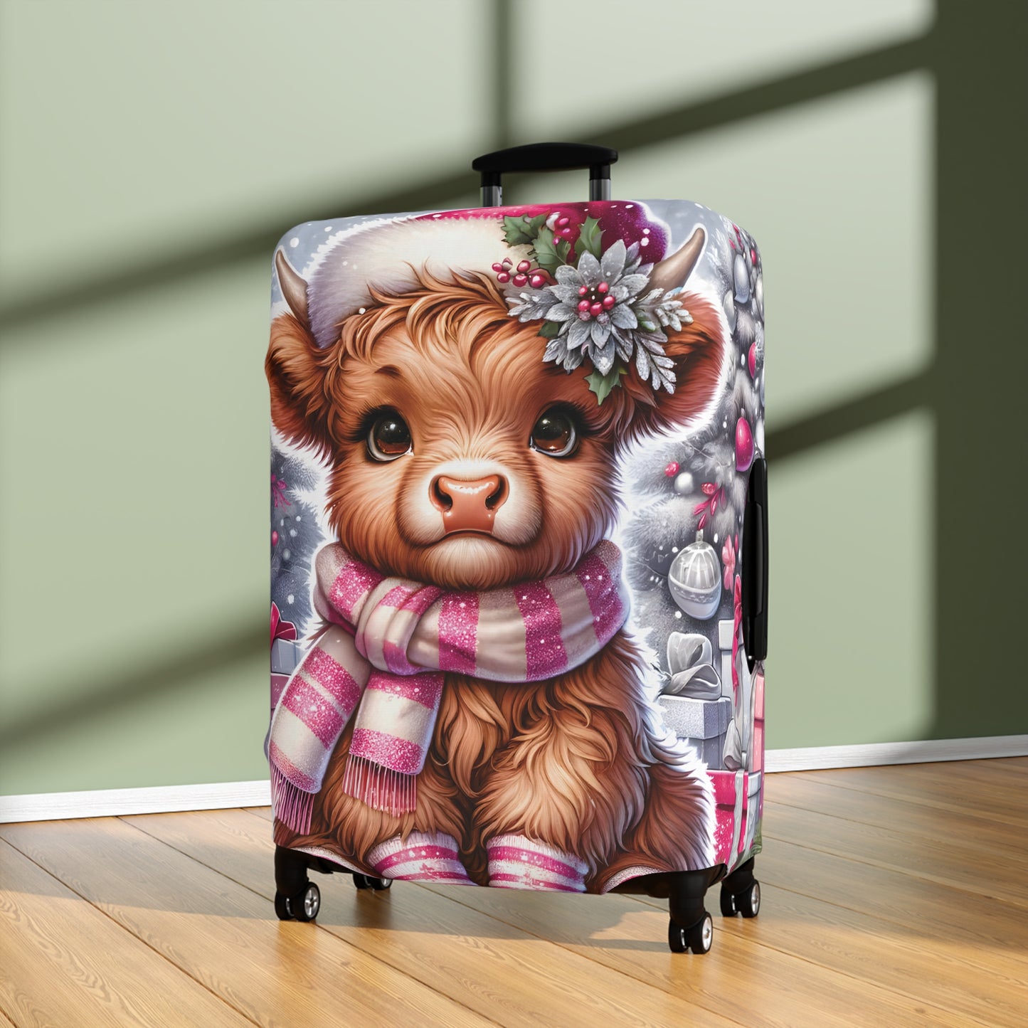 Luggage Cover, Christmas, Highland Cow, awd-1351