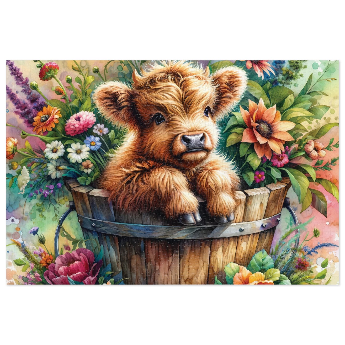 Jigsaw Puzzle, Highland Cow, Personalised/Non-Personalised (30, 110, 252, 500,1000-Piece)