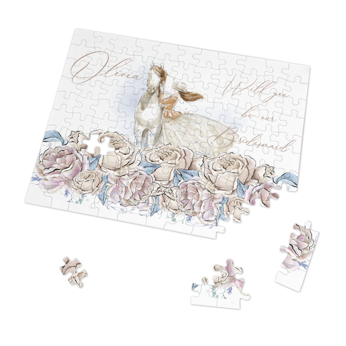 Jigsaw Puzzle, Western, Romance Floral, Bridal, Will you be our Bridesmaid, Personalised/Non-Personalised (30, 110, 252, 500,1000-Piece)