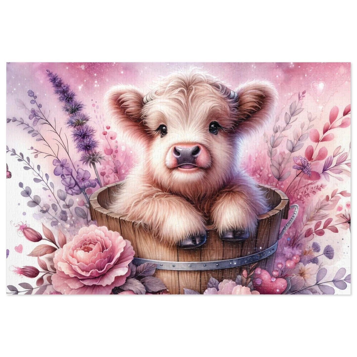 Jigsaw Puzzle, Highland Cow, Personalised/Non-Personalised (30, 110, 252, 500,1000-Piece)