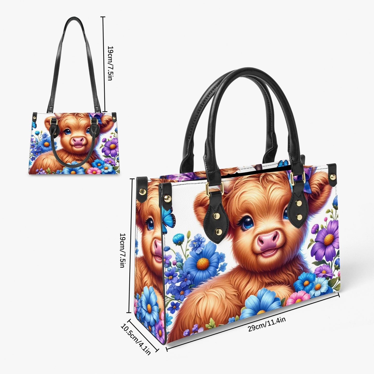 Women's Tote Bag - Long Strap - Highland Cow