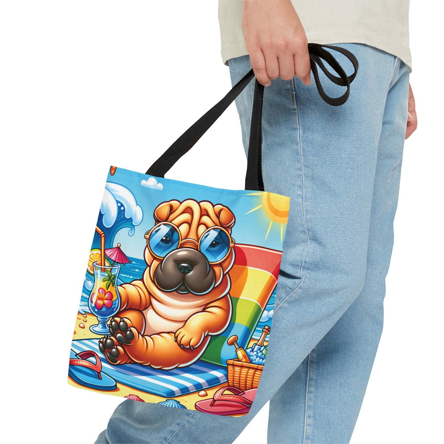 Tote Bag, Dog on Beach, Shar Pei, Tote bag, awd-1242