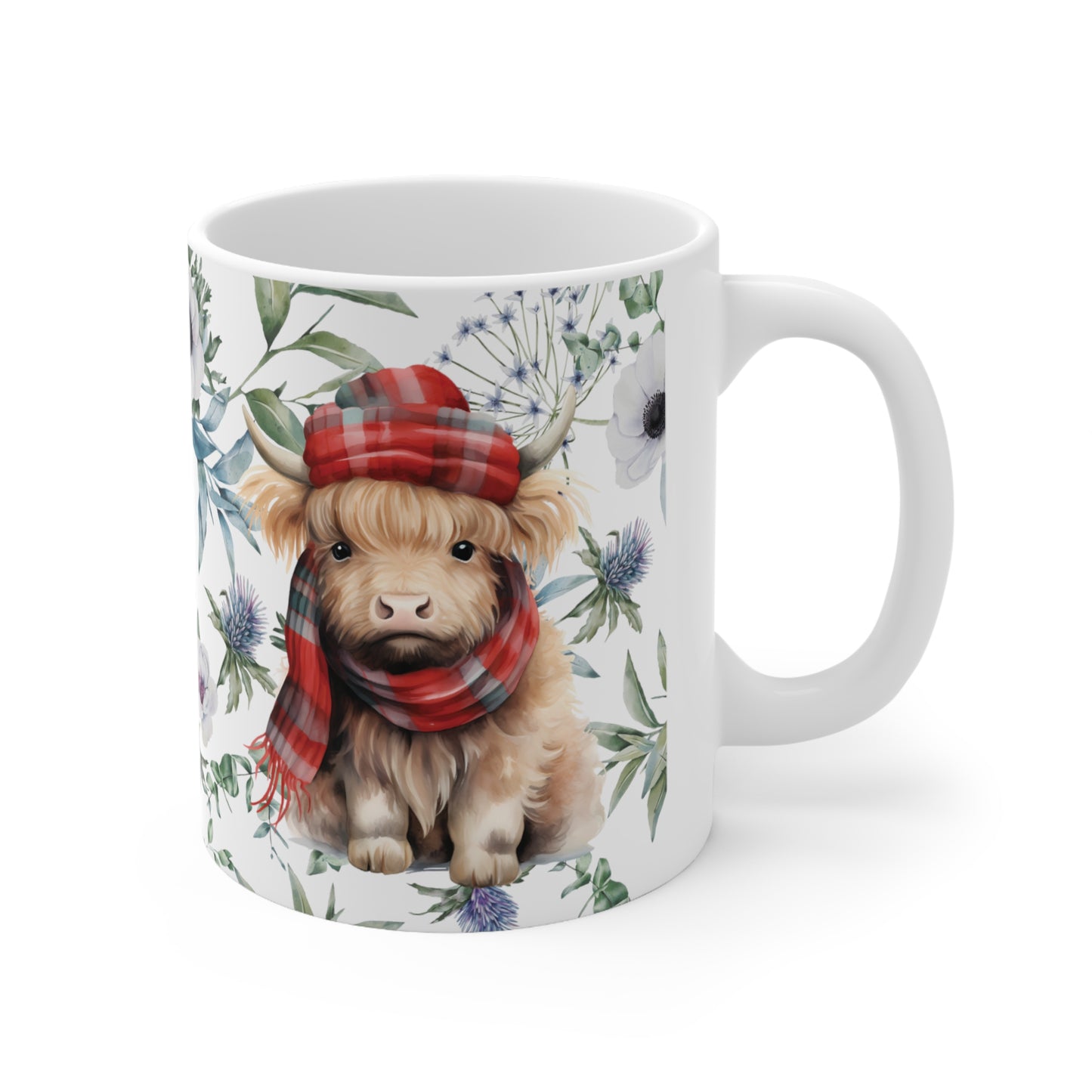 Personalised/Non Personalised Highland Cow, Ceramic Mug 11oz, Highland Cow Mug