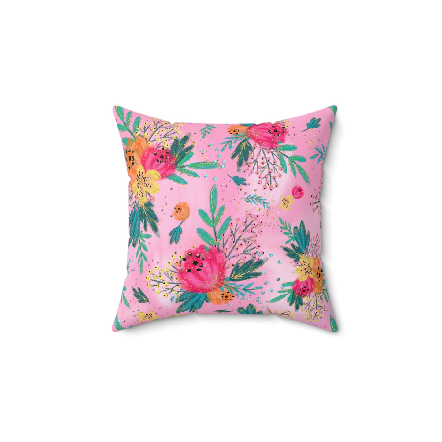 Spun Polyester Square Pillow, Australian Floral Cushion