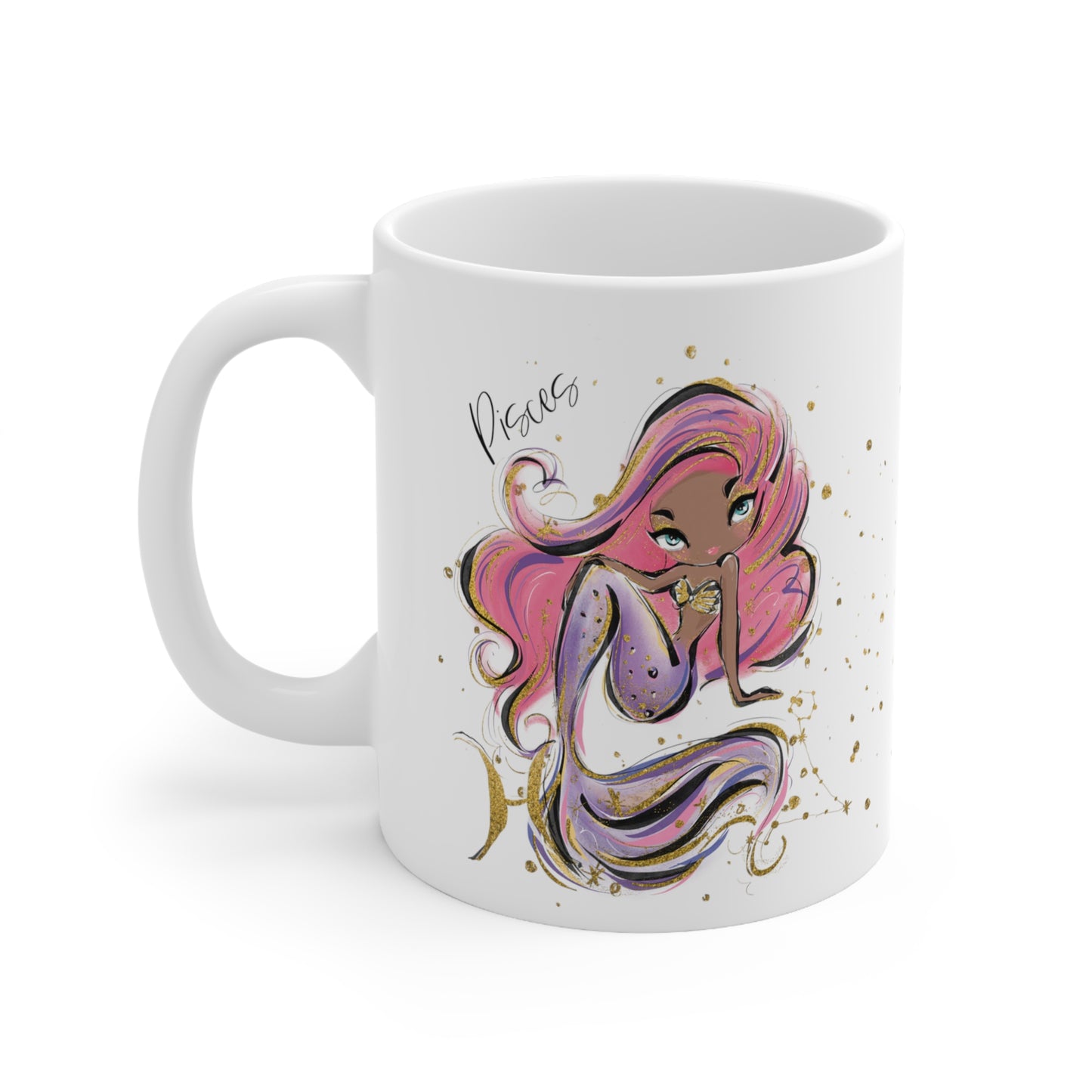 Personalised/Non Personalised Zodiac Sign, Pisces, Ceramic Mug 11oz