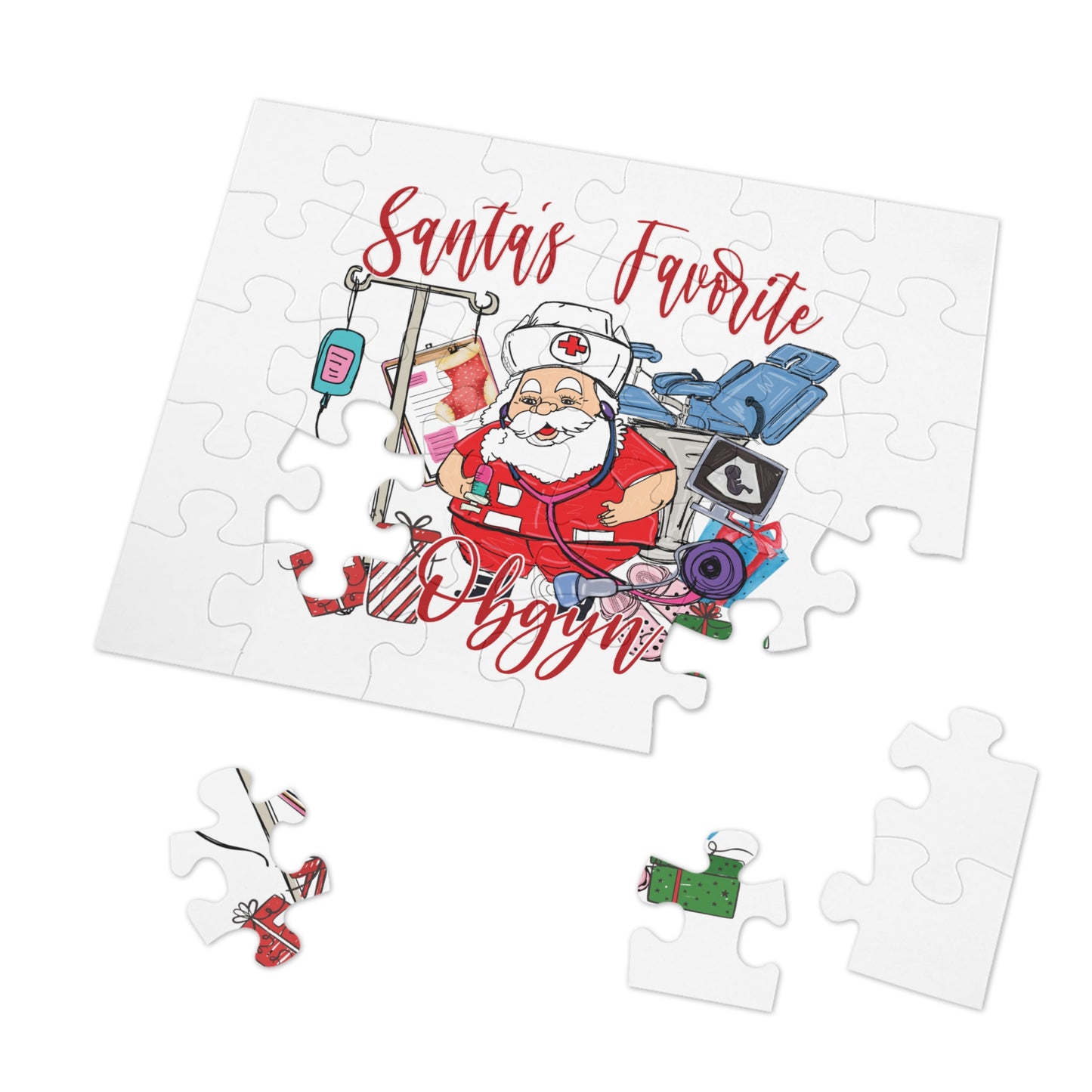 Puzzle, Santa's Favorite Obgyn, Personalised/Non-Personalised (30, 110, 252, 500,1000-Piece)