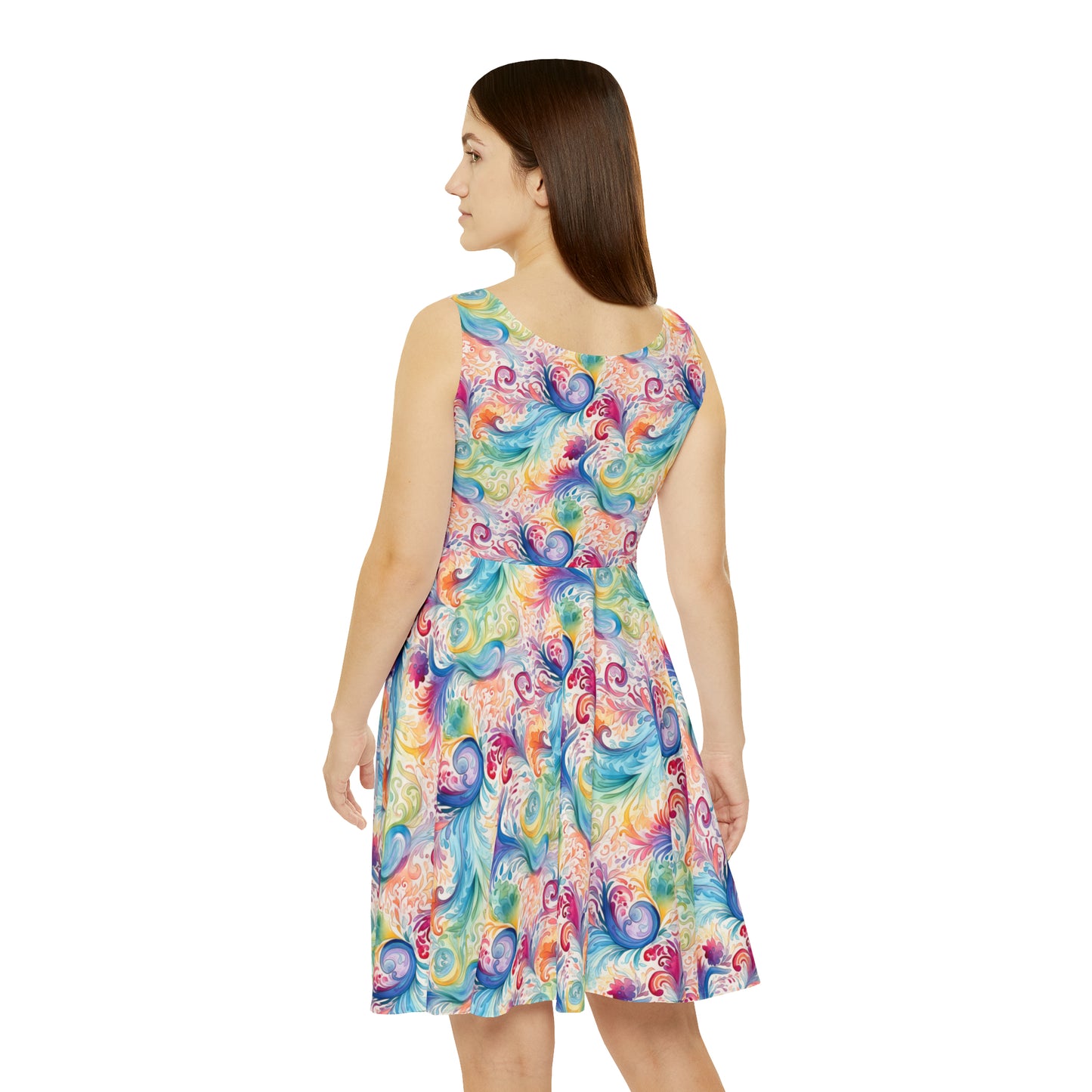 Women's Skater Dress Rainbow Paisley