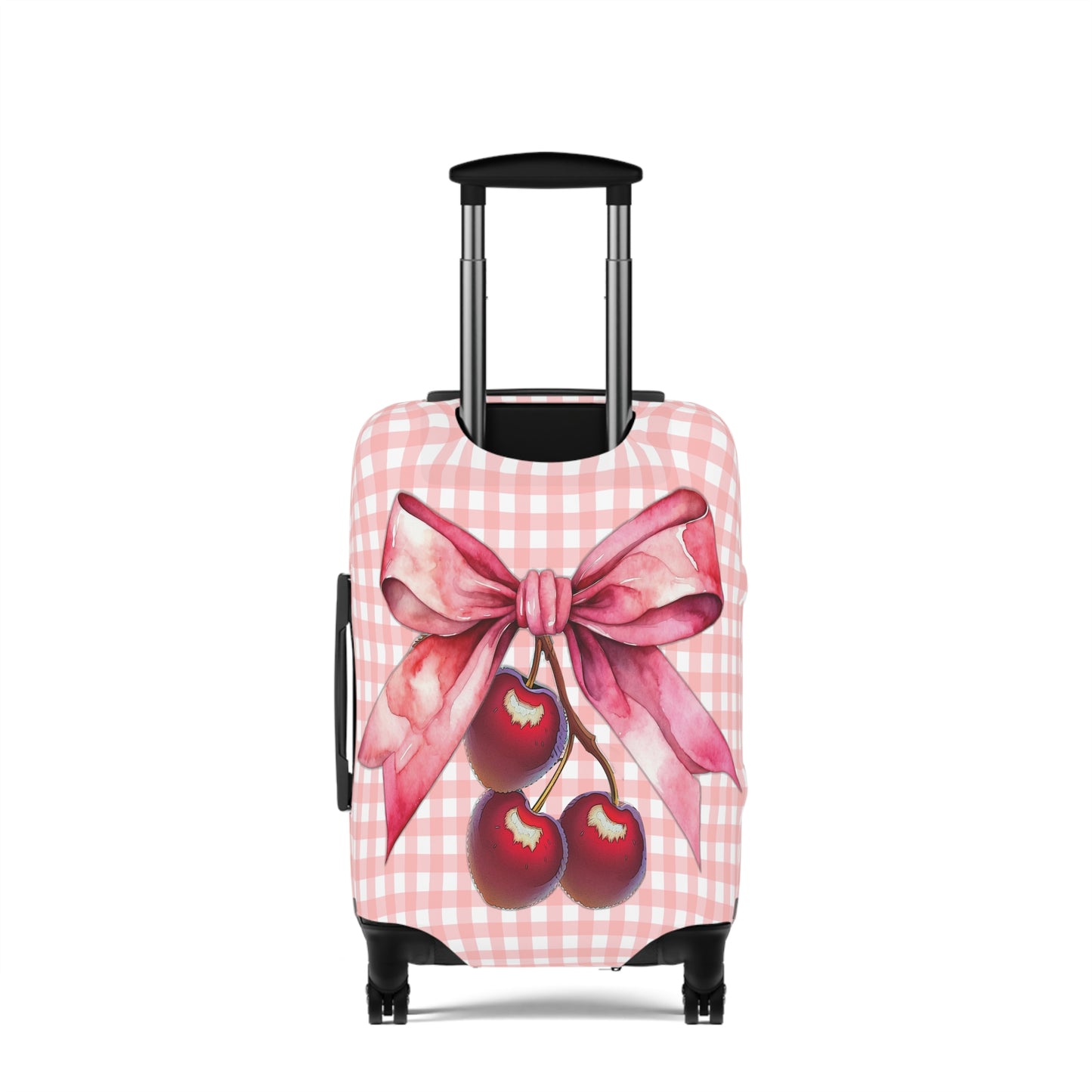 Luggage Cover, Rockabilly, Coquette, Pink Gingham, Cherries and Ribbon, awd-2508