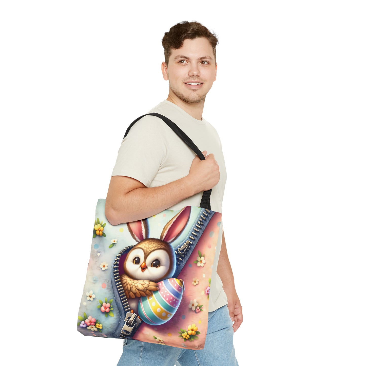 Tote Bag, Easter, Cute Owl with Bunny Ears, Personalised/Non-Personalised Tote bag