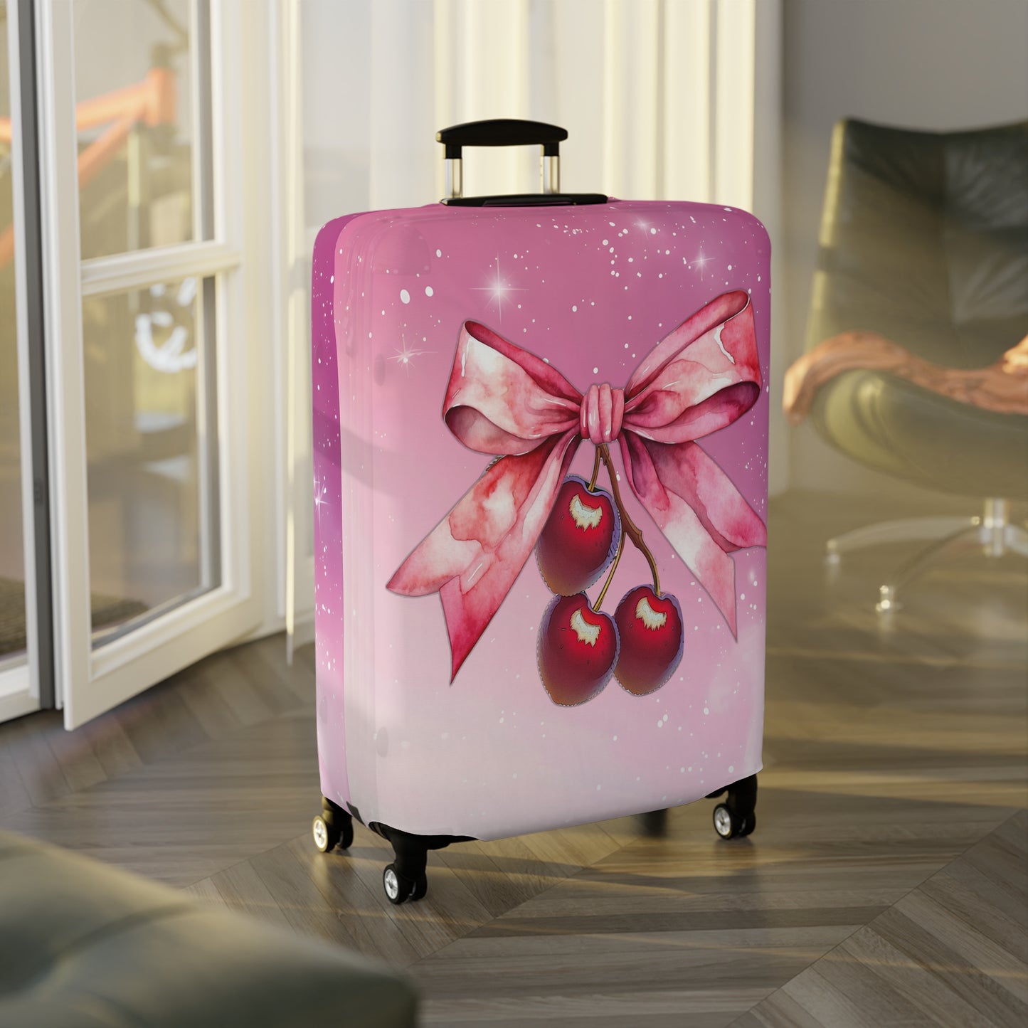 Luggage Cover, Rockabilly, Coquette, Cherries and Ribbon, awd-2514