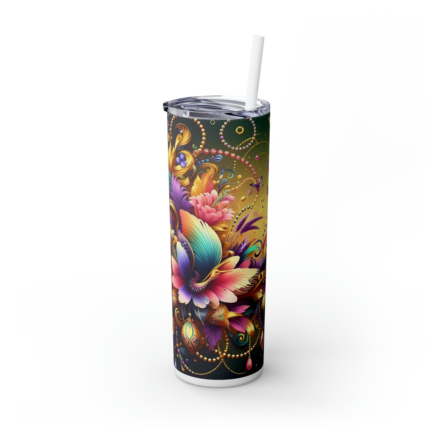 Skinny Tumbler with Straw, 20oz, Floral, awd-303