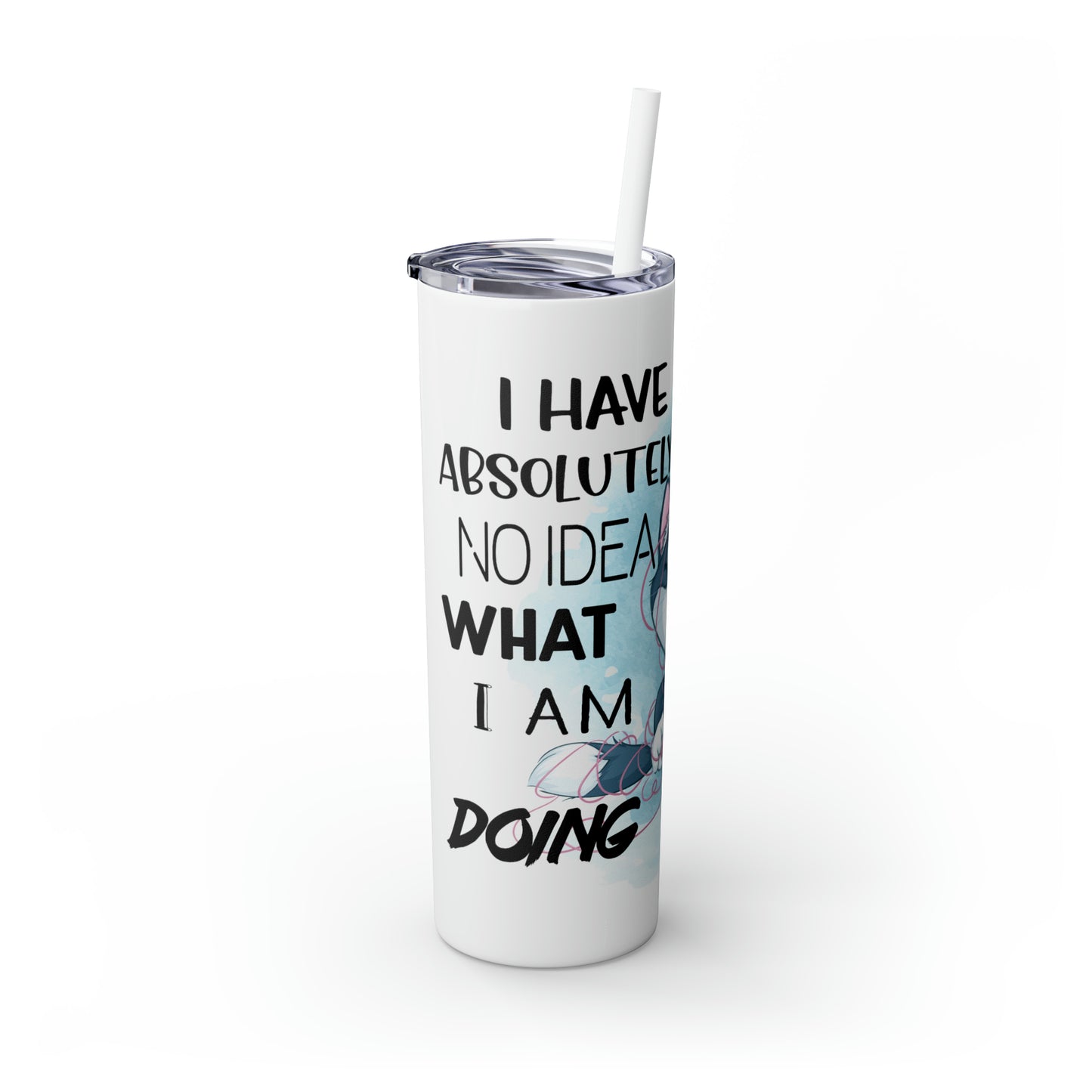 Skinny Tumbler with Straw, 20oz, Cat Quote