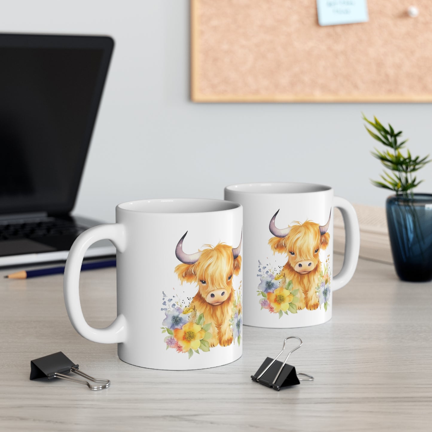 Personalised/Non Personalised Highland Cow, Ceramic Mug 11oz, Highland Cow Mug