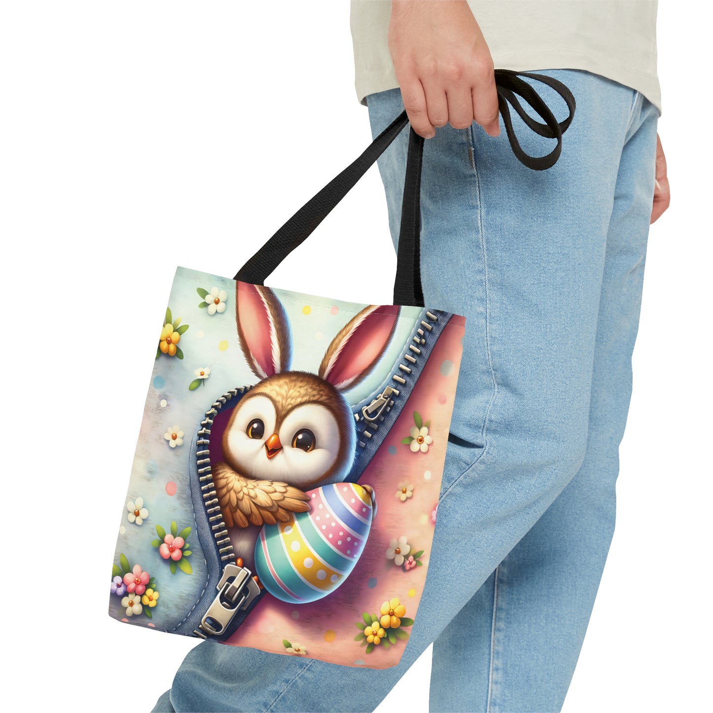 Tote Bag, Easter, Cute Owl with Bunny Ears, Personalised/Non-Personalised Tote bag